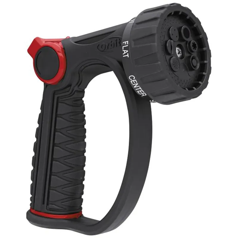 7-pattern Thumb Control Metal Hose Nozzle, Black