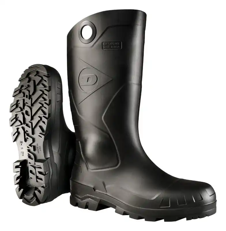 Male Waterproof Boots Size 11 Black Pvc With Slip Resistant Outsole