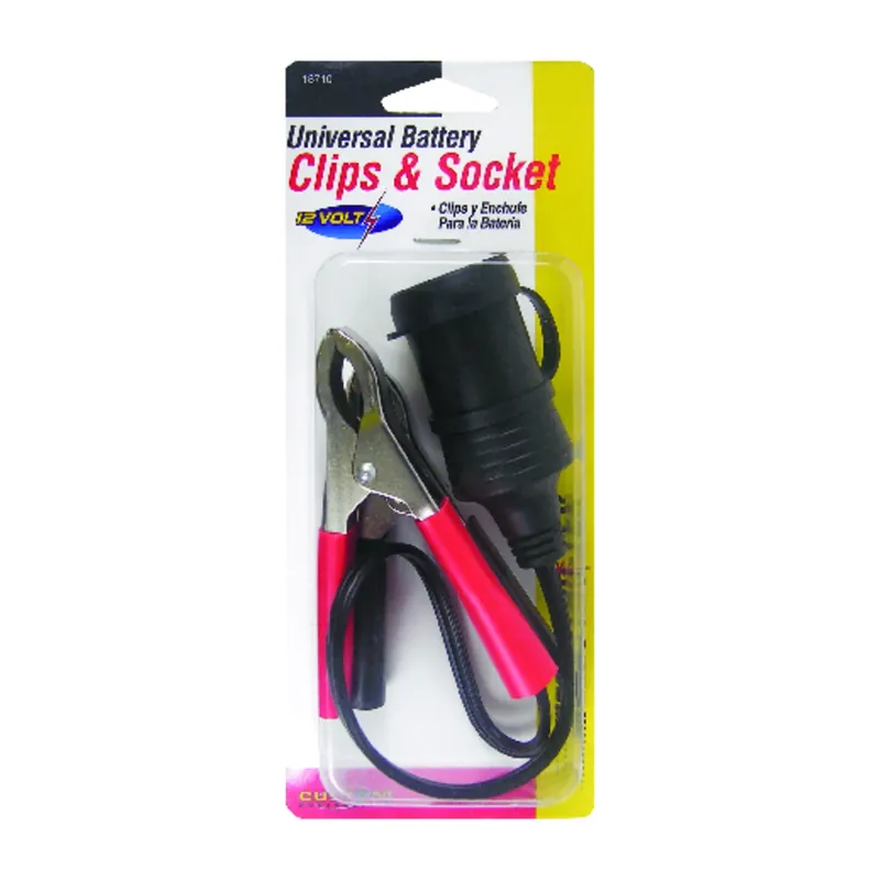 12 V Black Universal Battery Clips And Socket 1 Pk