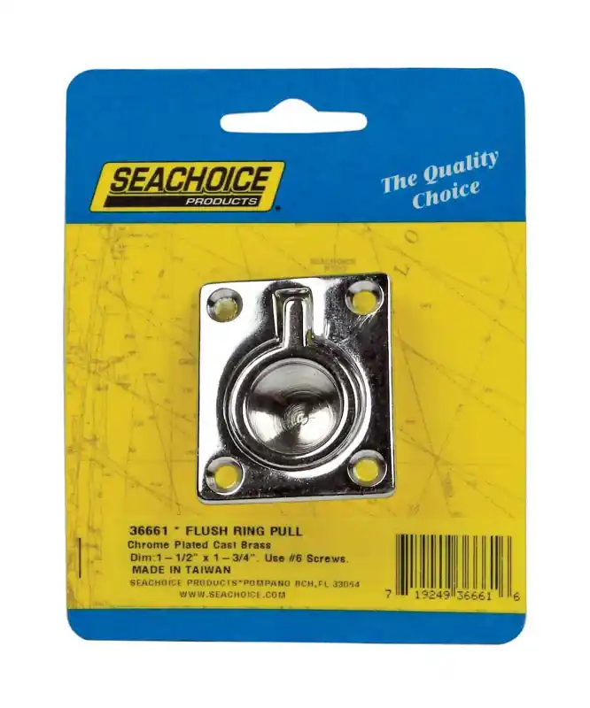 Chrome-plated Brass 1-3/4 In. L X 1-1/2 In. W Flush Ring Pull 1 Pk