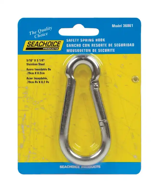 Stainless Steel 3-1/4 In. L X 5/16 In. W Safety Spring Hook 1 Pk