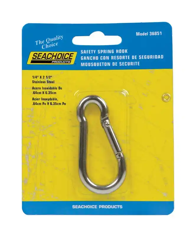 Stainless Steel 2-1/2 In. L X 1/4 In. W Safety Spring Hook 1 Pk