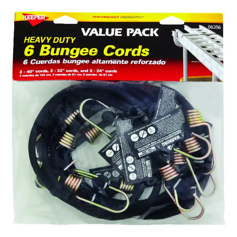 Black Bungee Cord Set 32 In. L X 0.315 In. 6 Pk