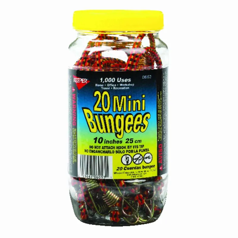 Multicolored Bungee Cord Set 10 In. L 20 Pk