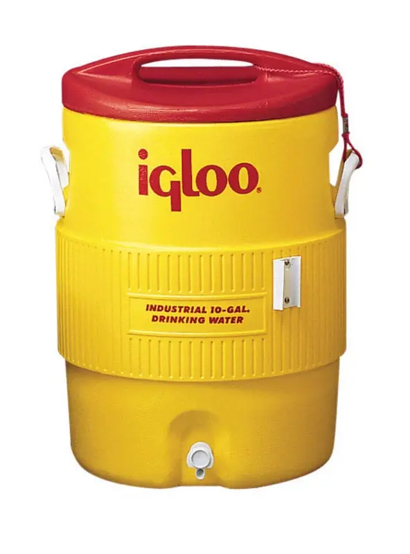 Commercial Water Cooler, Safety Yellow/red Lid, 10-gallons