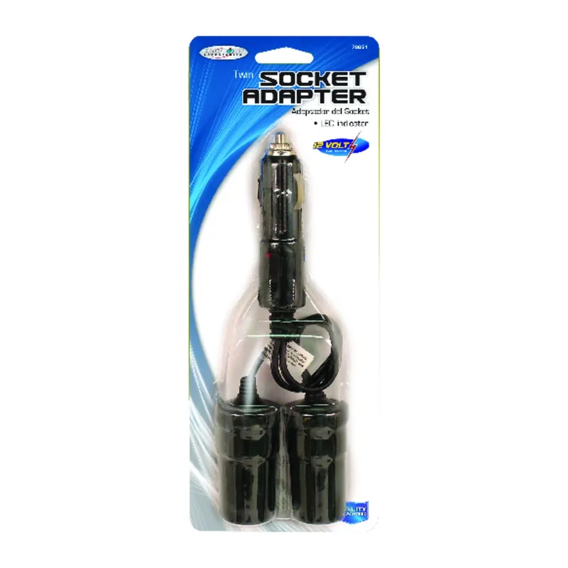 12 V Black Twin Plug Lighter Socket 1 Pk