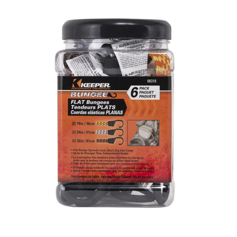Assorted Flat Bungee Cord 18 In. L X .0787 In. 6 Pk