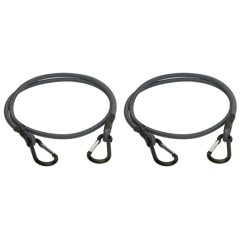 Gray Carabiner Style Bungee Cord 48 In. L X 0.315 In. 2 Pk