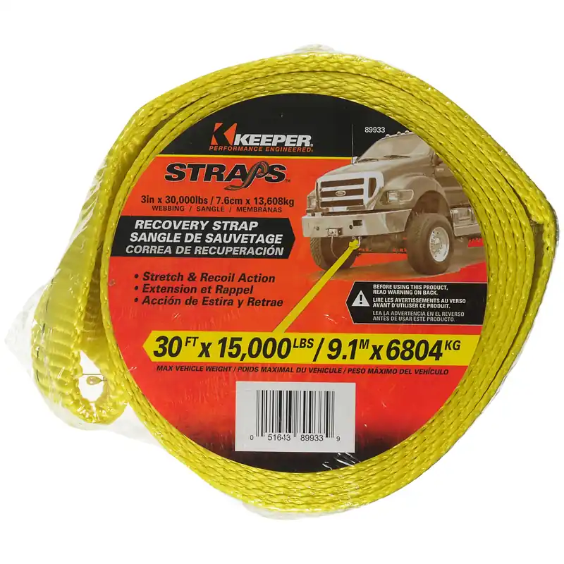 3 In. W X 30 Ft. L Yellow Vehicle Recovery Strap 15000 Lb 1 Pk