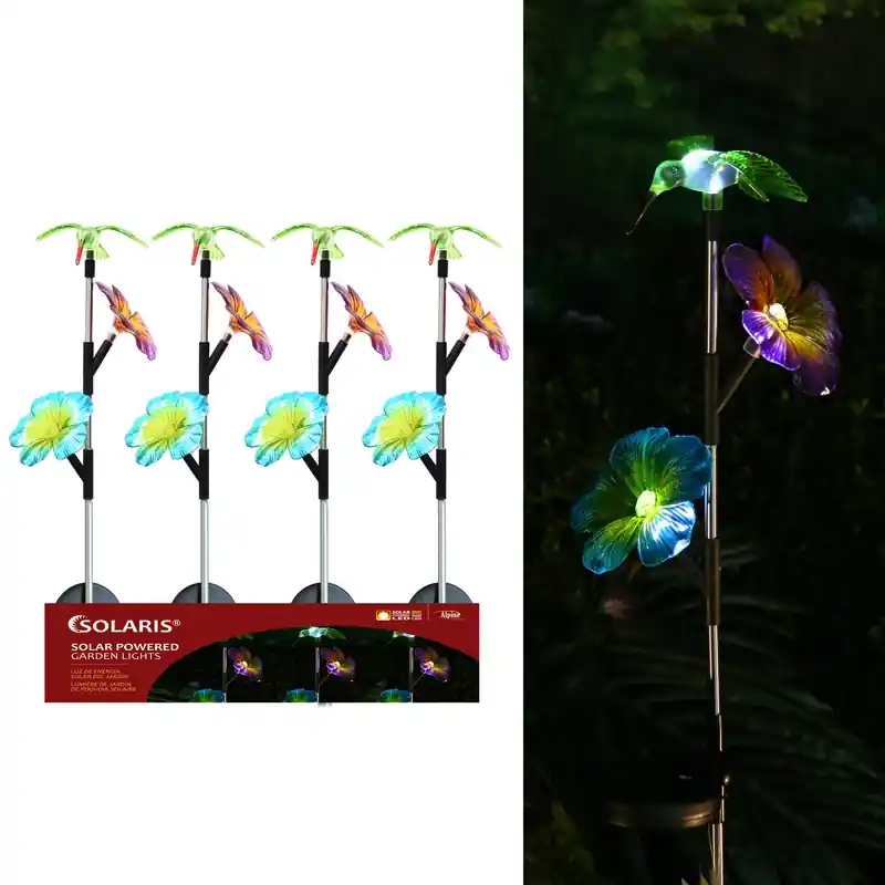 Solaris Multi-color Plastic 31 In. H X 6 In. L X 4 In. W Hummingbird Solar Garden Stake