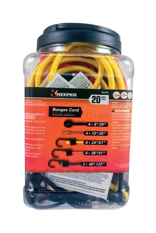 Assorted Bungee Cord Set 8 In. L X 0.315 In. 20 Pk