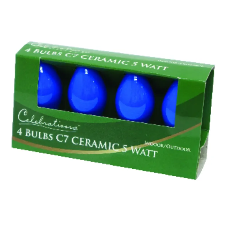 Incandescent C7 Blue 4 Ct Replacement Christmas Light Bulbs 0.08 Ft.