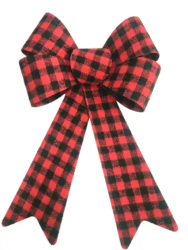44513 Small Buffalo Plaid Bow, 8.5 In W X 14 In L, Red