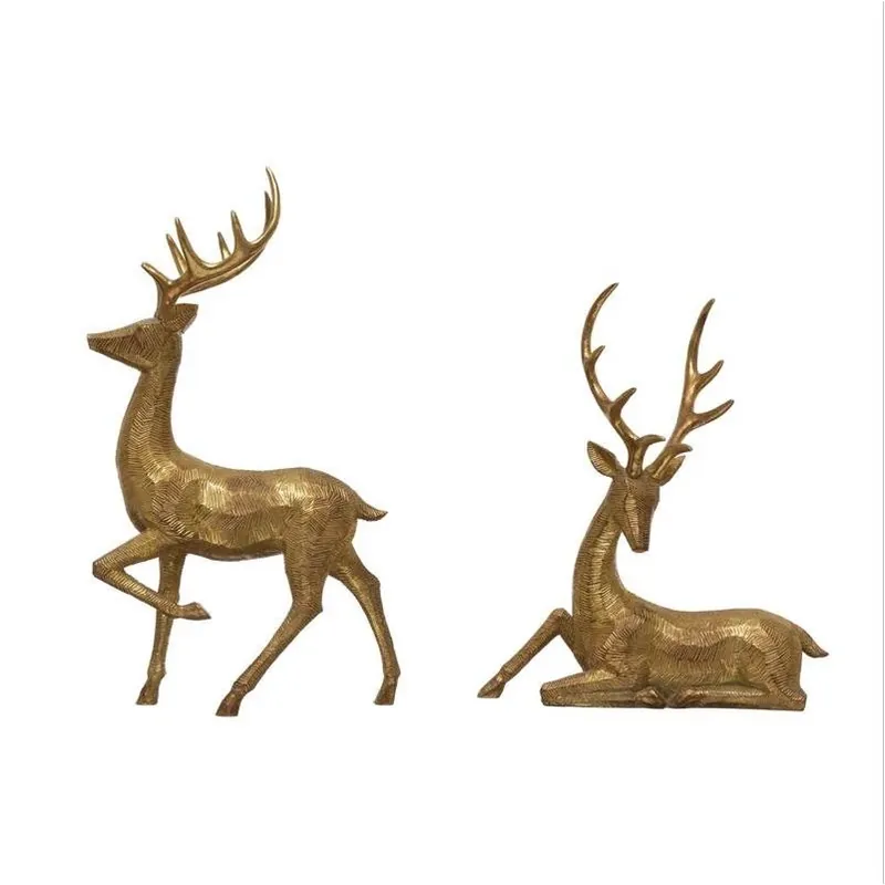 Elegant Gold Deer Table Sculpture – Polyresin Holiday Centerpiece