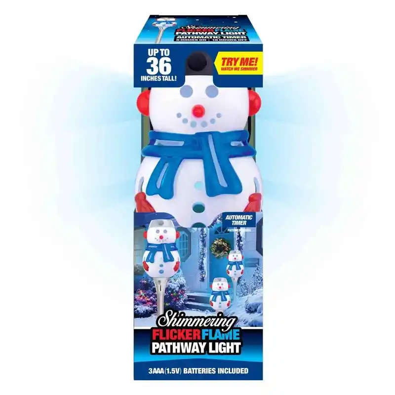 Magic Seasons Shimmering Snowman Flicker Flame Pathway Light 1 Pk