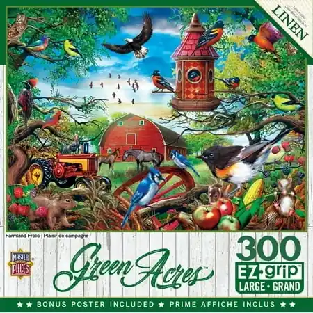 300 Piece Ez Grip Jigsaw Puzzle - Green Acres Farmland Frolic 18x24
