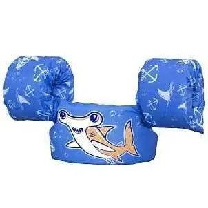 Bestway Shark‑print Kids Swim Vest – Blue Polyester Puddle Jumper For Ages 2‑6
