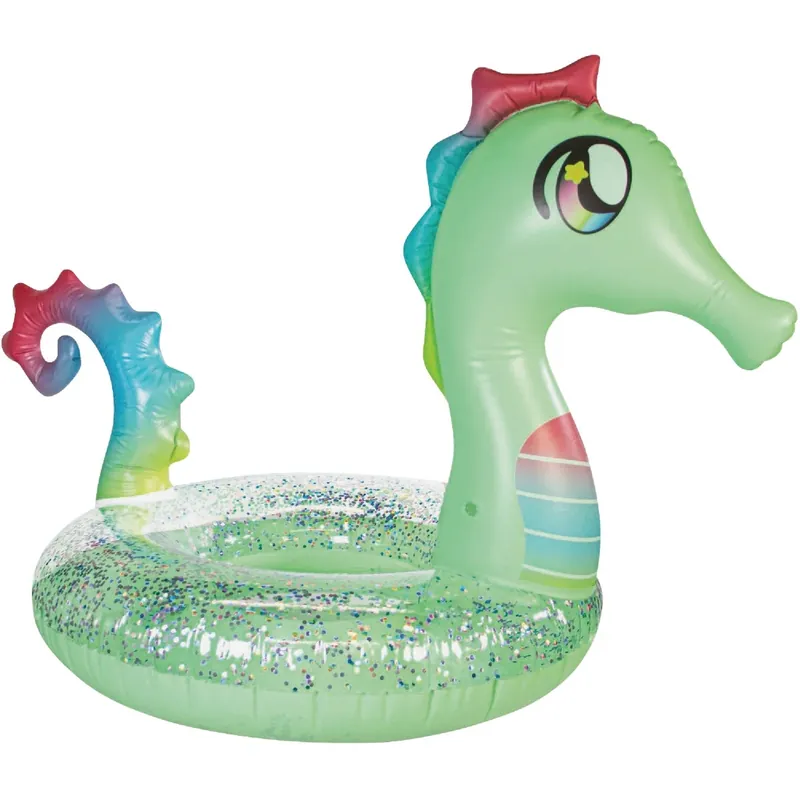 42 Inch Glitter Seahorse Inflatable Pool Tube - Durable Pvc, Multi-color