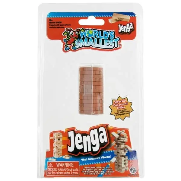 World‘s Smallest Jenga Game, Multicolor, 8.5"h X 5.44"w X 1.5"d