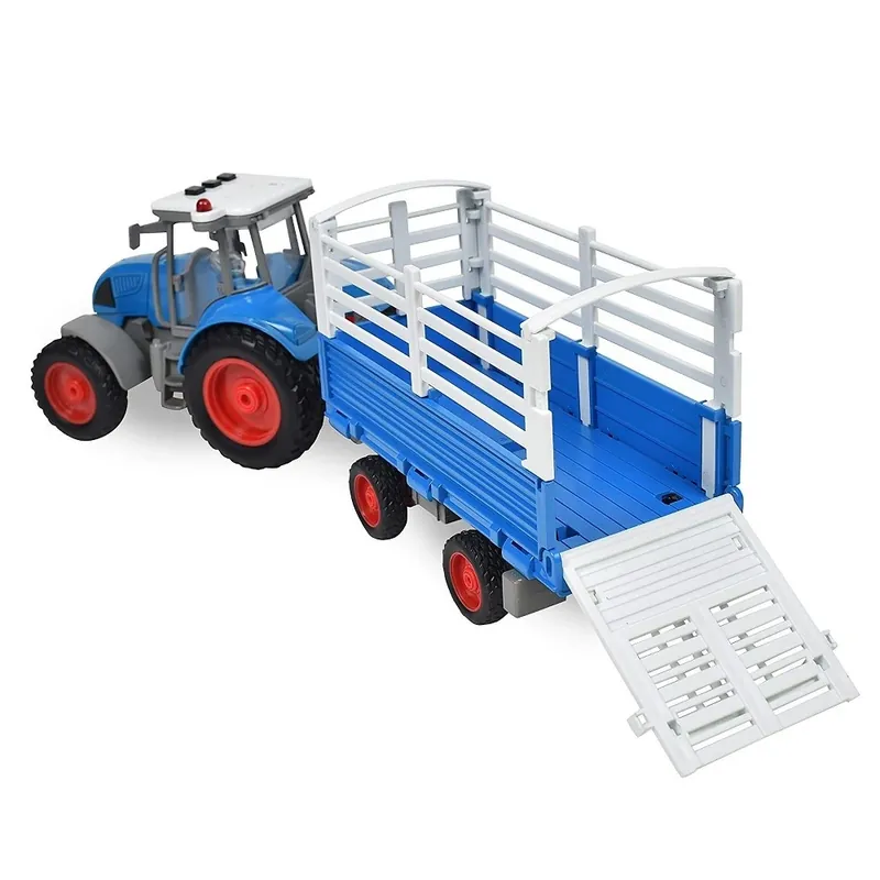 1 16 Scale Multicolor Tractor And Trailer Toy Vehicle Set