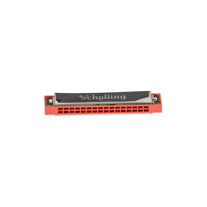 16-hole Metal Harmonica In Red And Silver - Nostalgic Design