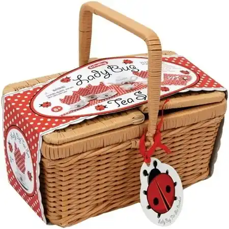 Schylling Ladybug Porcelain Tea Set With Basket