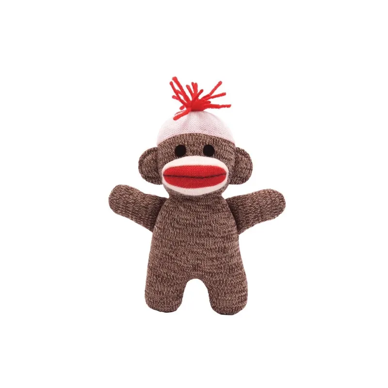 Sock Monkey Baby Plush Toy - 7-inch Brown Stuffed Animal