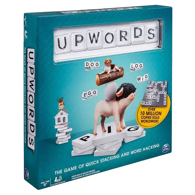 Upwords Multicolored Word Game With 110 Stackable Letter Tiles For Ages 8 And Up