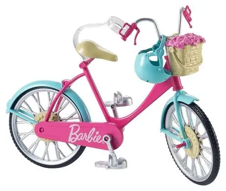 Barbie Bicycle Playset With Pink Frame, Teal Fenders, And Accessories