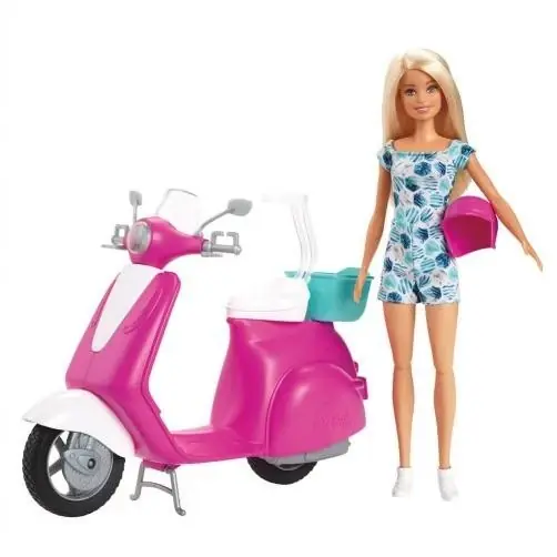Barbie Doll And Scooter Playset With Accessories - Model Gbk85