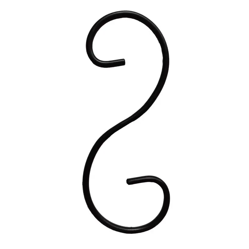 Black Steel 6 Inch S Design Plant Hook For Outdoor Use