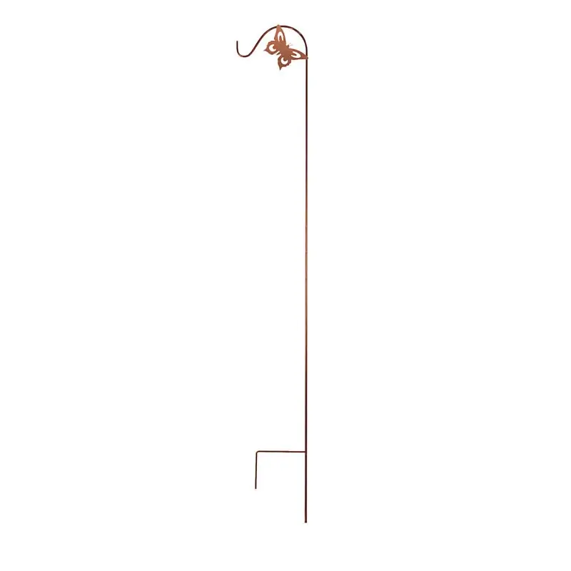Brown Steel 84 In. H Single Crook With Butterfly Plant Hook 1 Pk