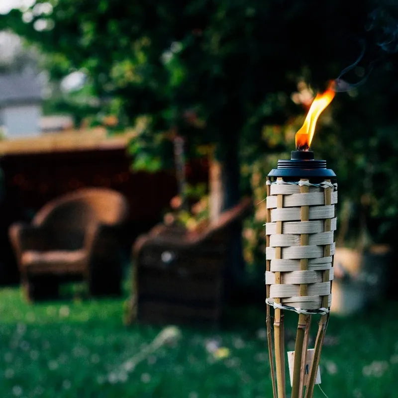 Easy Pour Brown Bamboo 57 In. Classic Weave Outdoor Torch 1 Pc