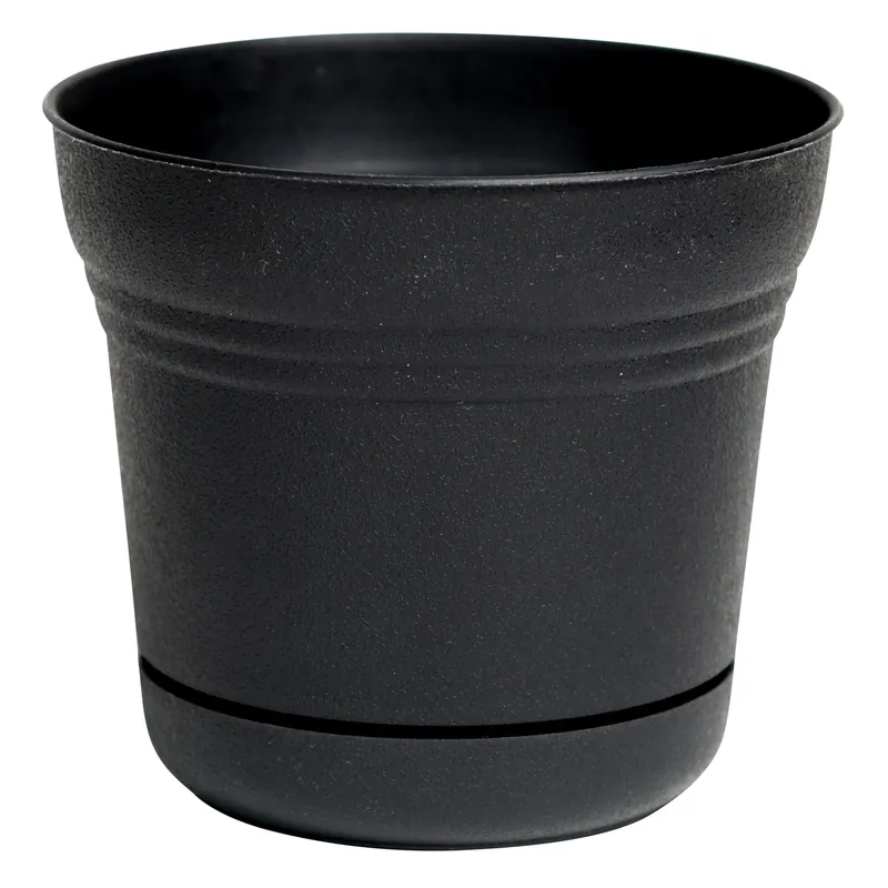 Saturn 8.5 In. H X 10 In. D Plastic Flower Pot Black - Model Sp1000