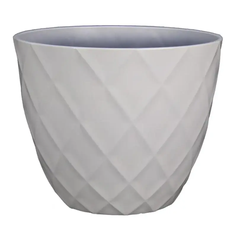 13.5 In. H X 16 In. D Polyresin Diamond Planter In White