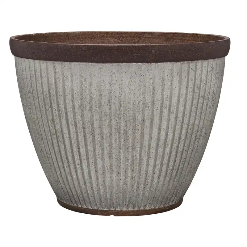 Westlake 10 In. Resin Rustic Galvanized Round Pleated Planter
