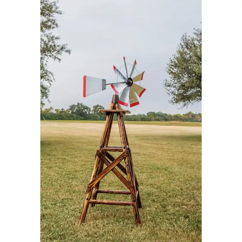 9 Ft. Char-log Decorative Windmill With Galvanized Steel Head