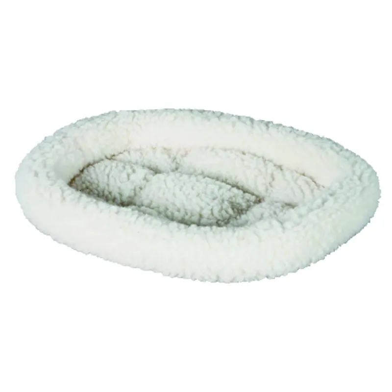 White Poly Cotton Oval Pet Bed 2 In. H X 18 In. W X 16 In. L