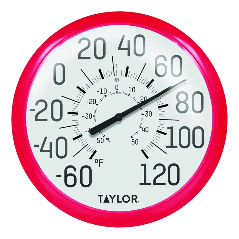 Dial Thermometer Plastic Red 13.25 In. Model 6700rd For Indoor And Outdoor Use