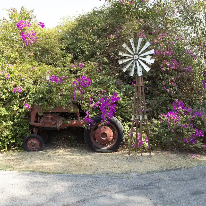 101 Inch Tall Rustic Bronze And Silver Metal Kinetic Windmill