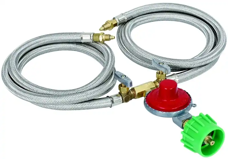 36 In. L Stainless Steel Dual Hose Assembly And High Pressure Regulator