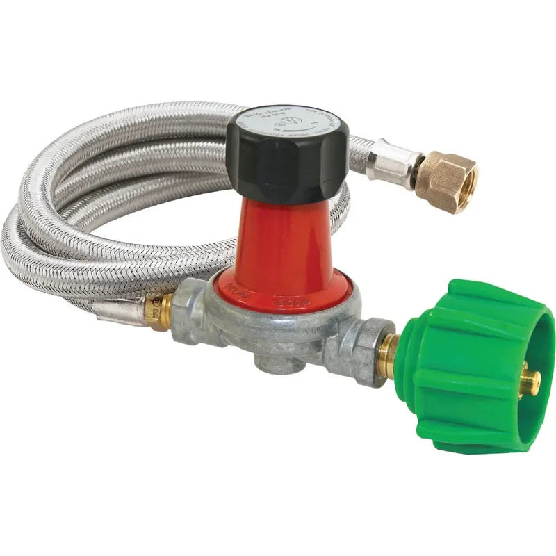 48 In. Stainless Steel High Pressure Lp Hose & Adjustable Regulator Kit