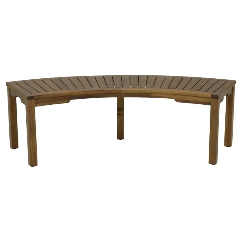 Curved Brown Wooden Outdoor Bench – 58‑in Long, Weather‑resistant Seating For 3