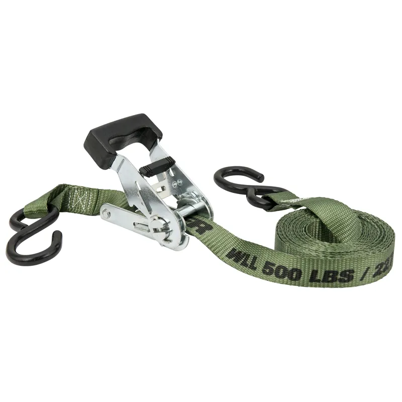 1 In. W X 12 Ft. L Green Ratchet Tie Down Strap 500 Lb 1 Pk
