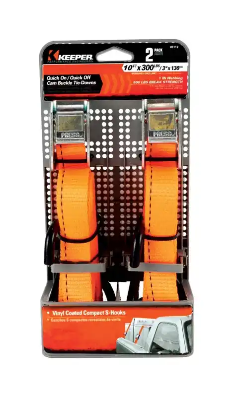 1 In. W X 10 Ft. L Orange Tie Down 300 Lb 2 Pk