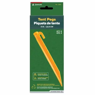 Yellow Tent Pegs 9.00 In. H 6 Pk