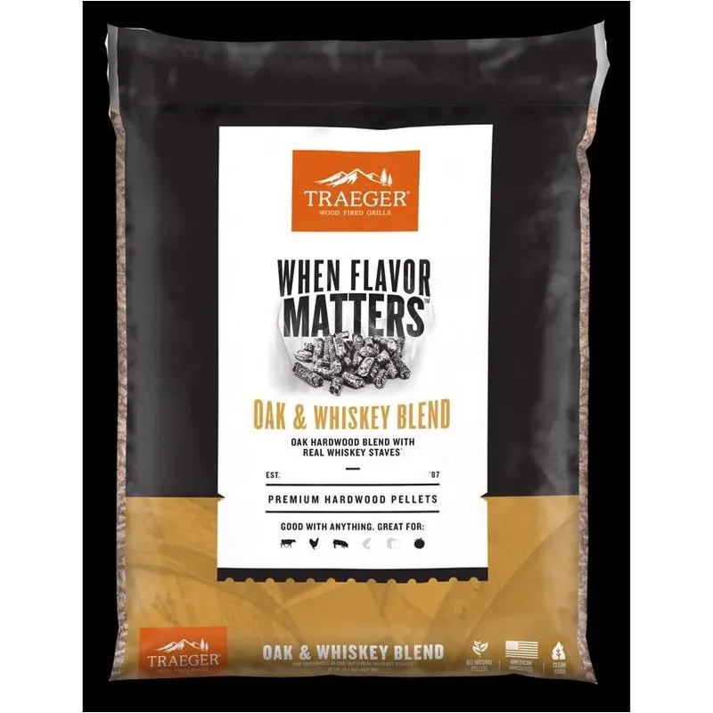 Oak & Whiskey Stave Wood Pellets – 20 lb Bag