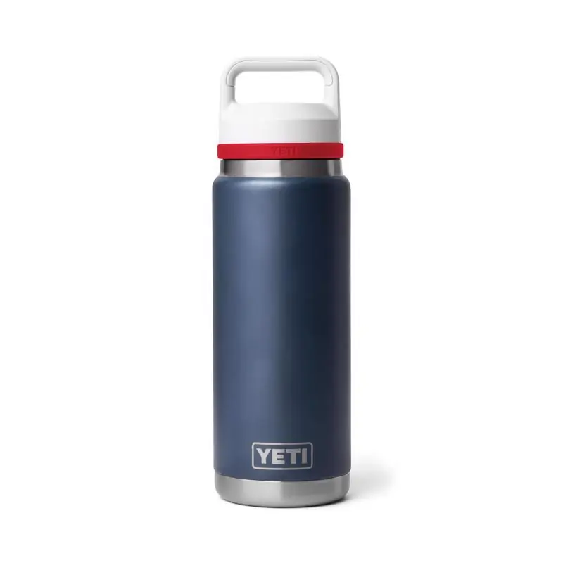 Yeti Rambler 26 Oz Navy With Rescue Red & White Bpa Free Bottle With Chug Cap