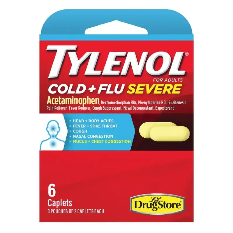 Cold And Flu Severe Yellow Extra Strength Acetaminophen 6 Ct 6 Pk