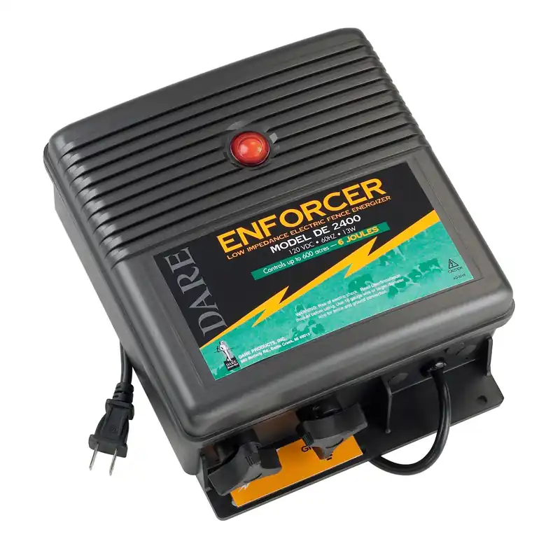 Electric Fence Charger, 600-acre, Low Impedance, Plug-in, 110-volt